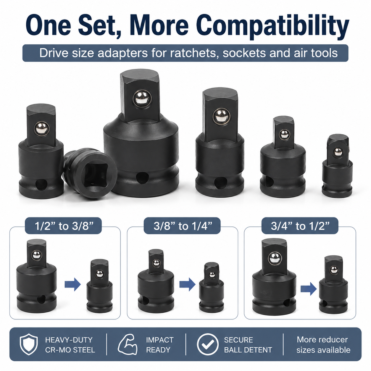 Socket Adapter Reducer Set 1/2 - Pneumatic Impact Wrench recension och pris