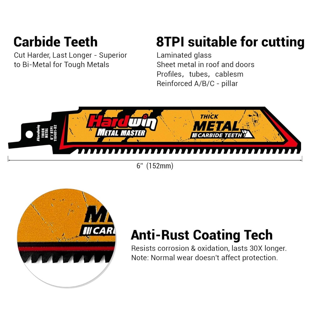 6-Inch 8 TPI Carbide Reciproca - Metal Saw Reciprocating recension och pris